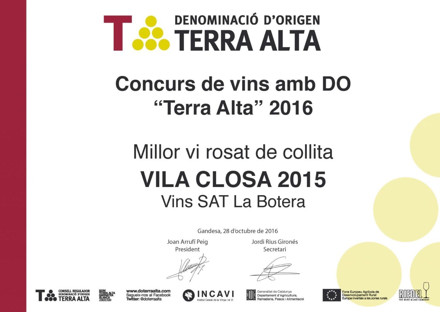 Concurs de Vins D.O. Terra Alta 2016