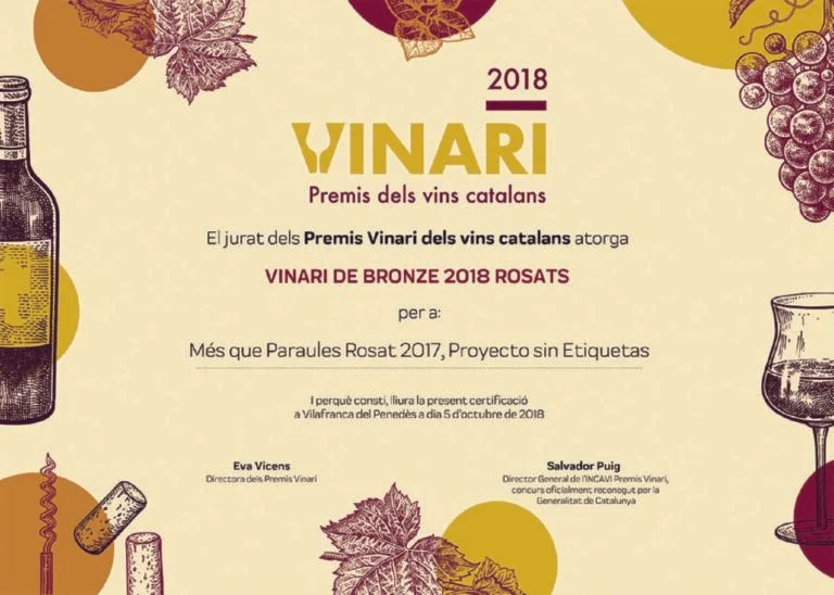 Premis Vinari 2018: Bronze Medal for Més Que Paraules Rosat