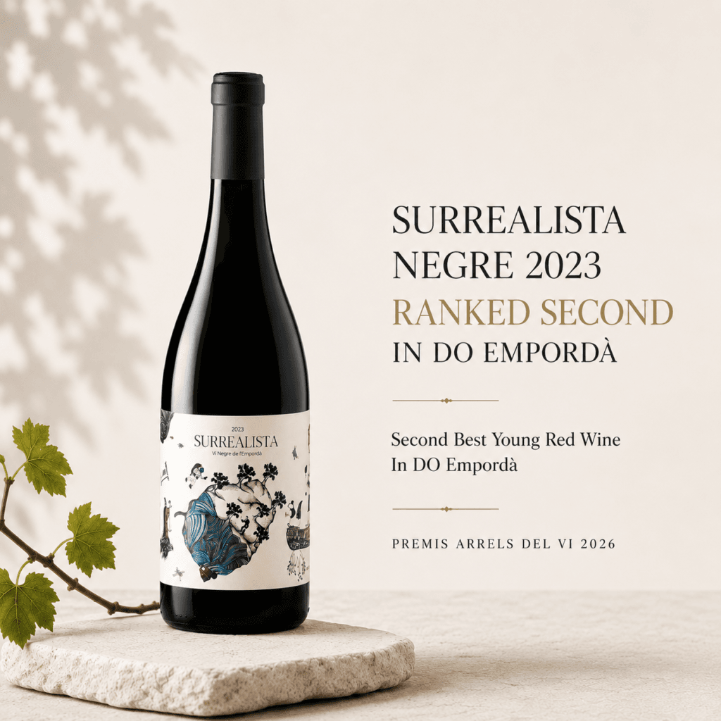 Surrealista Negre 2023 organic red wine, second-best young red wine in DO Empordà at the Premis Arrels del Vi 2026.