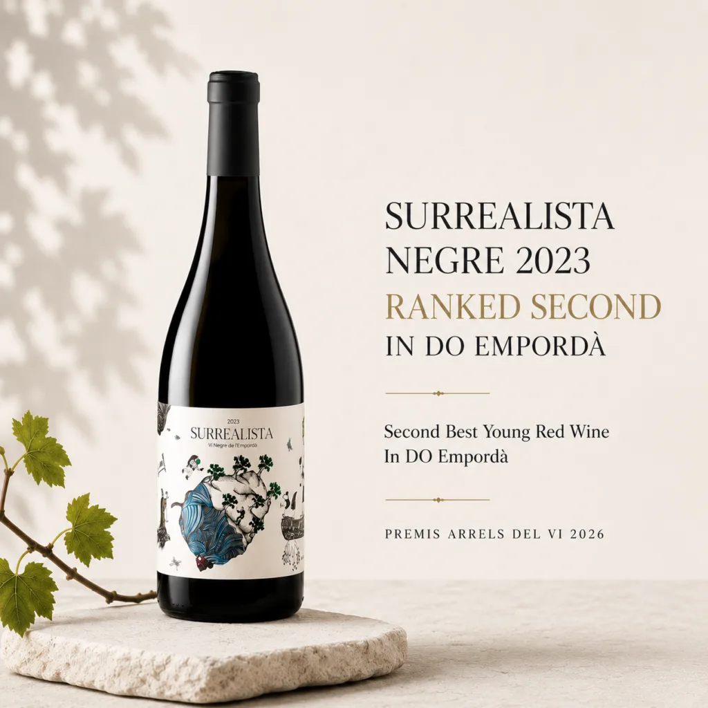 Surrealista Negre 2023 organic red wine, second-best young red wine in DO Empordà at the Premis Arrels del Vi 2026.